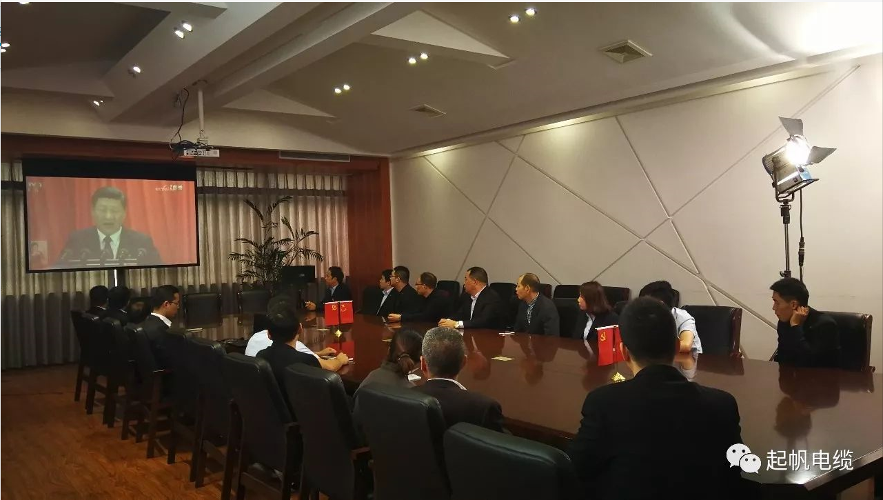 广东会电缆股东和党员一起观看党的十九大开幕式